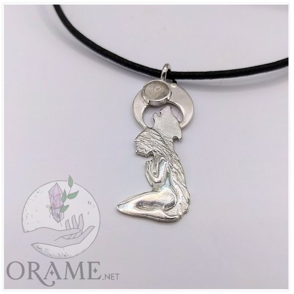 la loba pendentif loup argent pendentif pierre de lune véritable loup femme pendentif lune signification 01